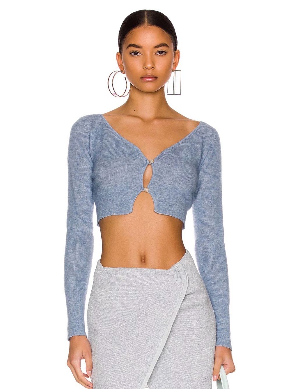 Jacquemus Le Cardigan Alzou Light Blue Mohair Cropped Cardigan FR 40 / US 8